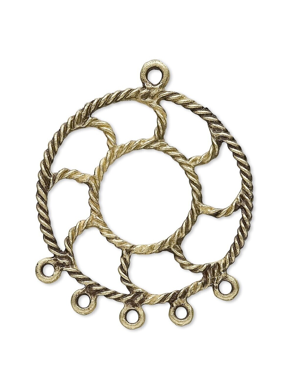 Edgy Antiqued Brass Bronze 36mm Round Twisted Rope Pendant Findings 2 pcs